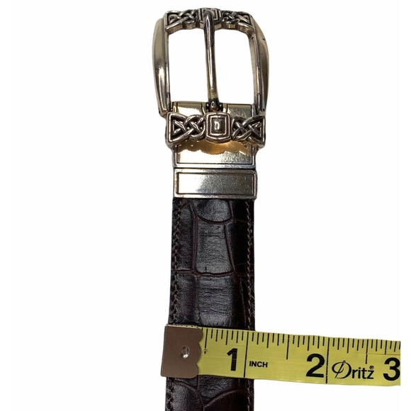 Brighton Reversible Brown Croc Embossed Leather Belt Size 34 Large B40049 main image 9